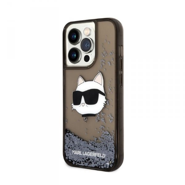 Karl Lagerfeld Liquid Glitter NFT Choupette Head - Etui iPhone 14 Pro Max (czarny)