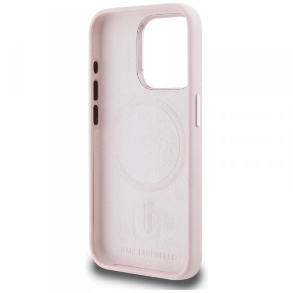 Karl Lagerfeld Silicone Shadow Metal Initial MagSafe - Etui do iPhone 15 Pro (różowy)