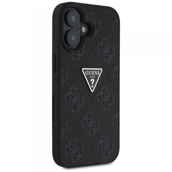 Guess Hot Stamp 4G Pattern Triangle Metal Logo - Etui do iPhone 16 (czarny)