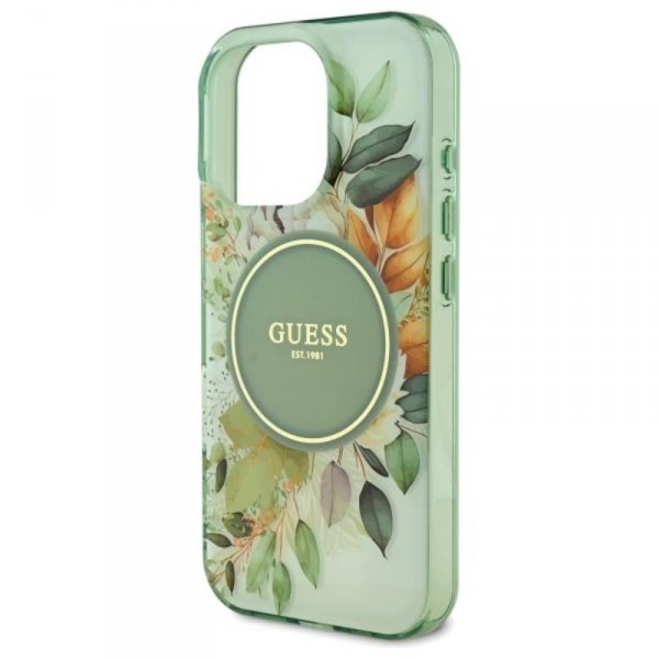 Guess IML Flower & Tonal Circle MagSafe - Etui iPhone 16 Pro (zielony)