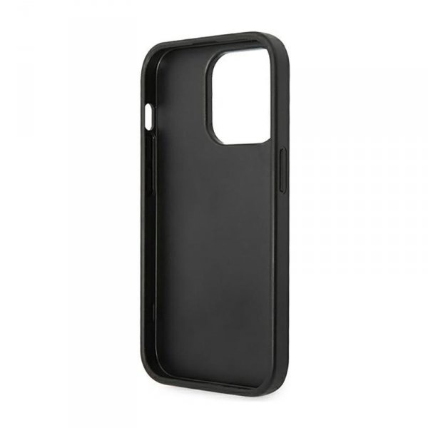 Guess Saffiano Metal Logo Stripes - Etui iPhone 14 Pro (czarny)