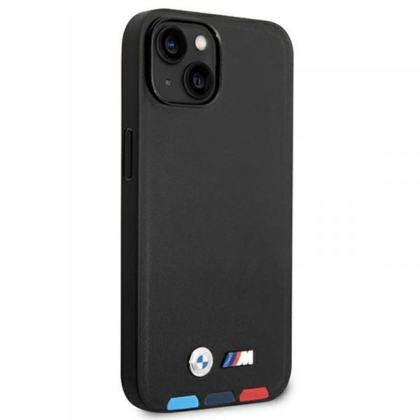 BMW Leather Hot Stamp Tricolor – Etui iPhone 14 Plus (Czarny)