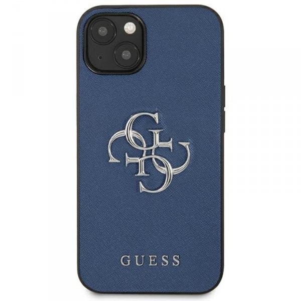 Guess Saffiano 4G Big Silver Logo - Etui iPhone 13 mini (niebieski)