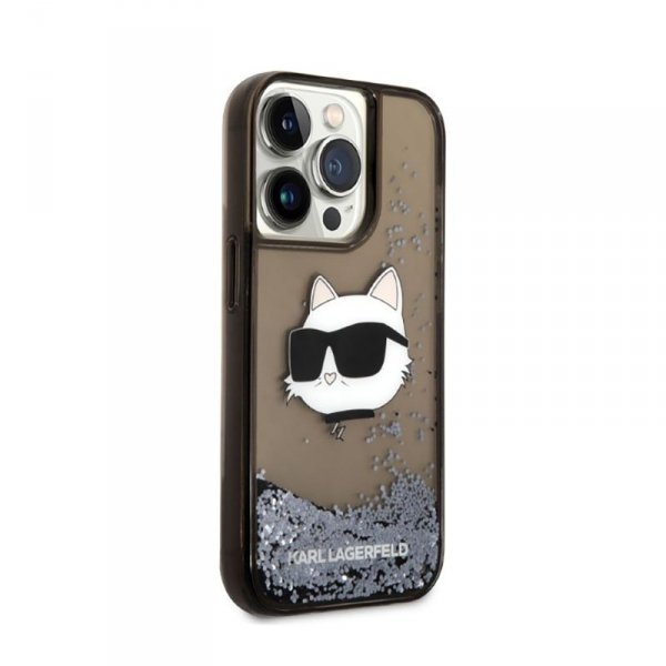 Karl Lagerfeld Liquid Glitter NFT Choupette Head - Etui iPhone 14 Pro (czarny)