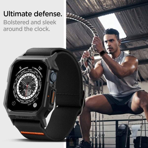 Spigen Lite Fit &quot;Pro&quot; - Etui z paskiem do Apple Watch 4/5/6/7/8/9/SE 44/45 mm (Matte Black)