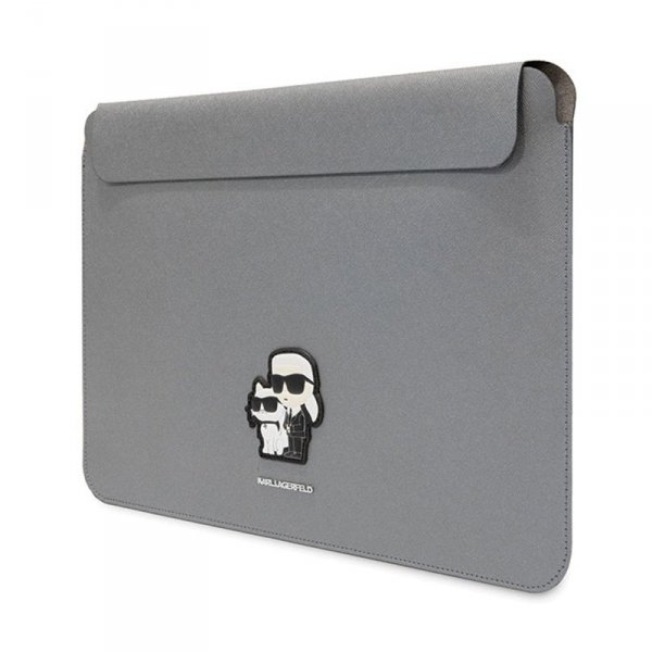 Karl Lagerfeld NFT Saffiano Karl & Choupette Sleeve - Etui na notebook 14&quot; (Srebrny)
