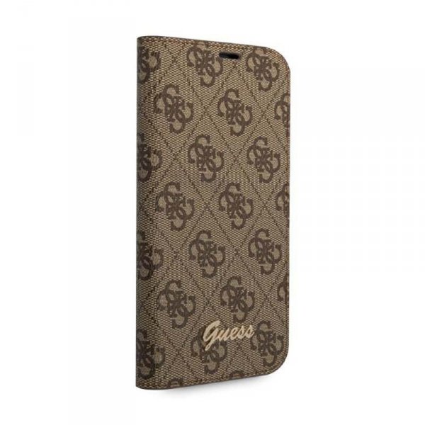 Guess 4G Metal Camera Outline Booktype Case - Etui iPhone 14 Plus (brązowy)