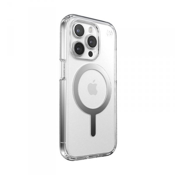 Speck Presidio Perfect-Clear MagSafe - Etui iPhone 15 Pro (Clear / Chrome Finish / Serene Silver)
