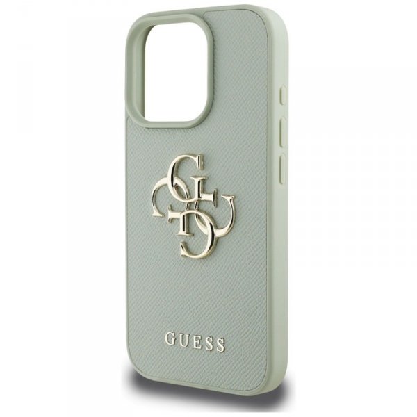 Guess Grained Big 4G Logo Small Classic Logo - Etui do iPhone 16 Pro (zielony)