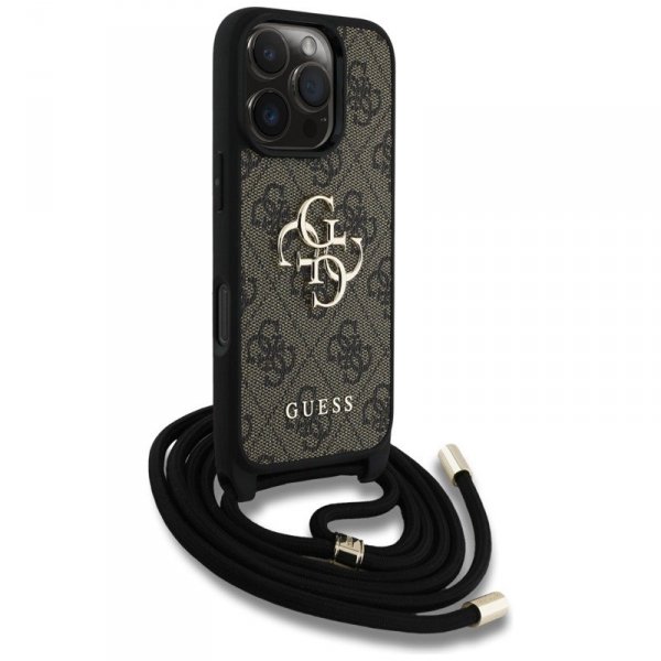 Guess 4G Big Logo Cord Strap Crossbody - Etui do iPhone 16 Pro Max (brązowy)