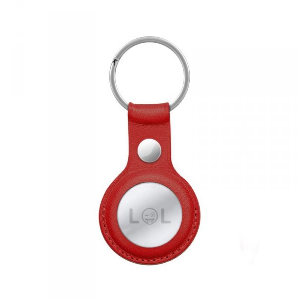 Crong Leather Case with Key Ring – Skórzane etui ochronne brelok do Apple AirTag (czerwony)