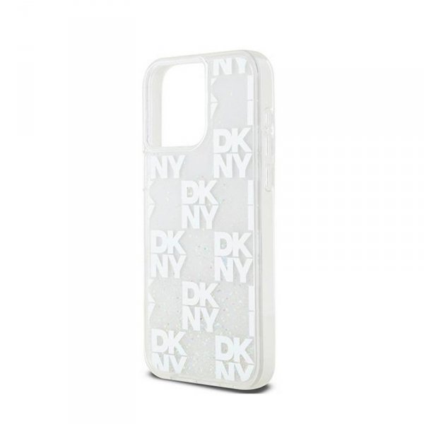 DKNY Liquid Glitter Multilogo - Etui iPhone 15 Pro Max (biały)