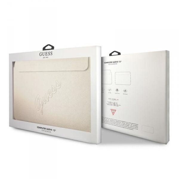 Guess Saffiano Script Computer Sleeve - Etui na notebooka 13&quot; (złoty)