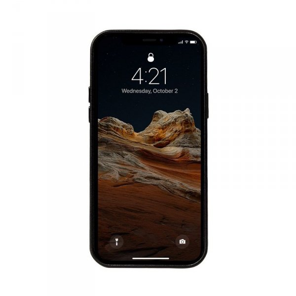 Crong Essential Cover - Etui ze skóry ekologicznej iPhone 12 Pro Max (czarny)