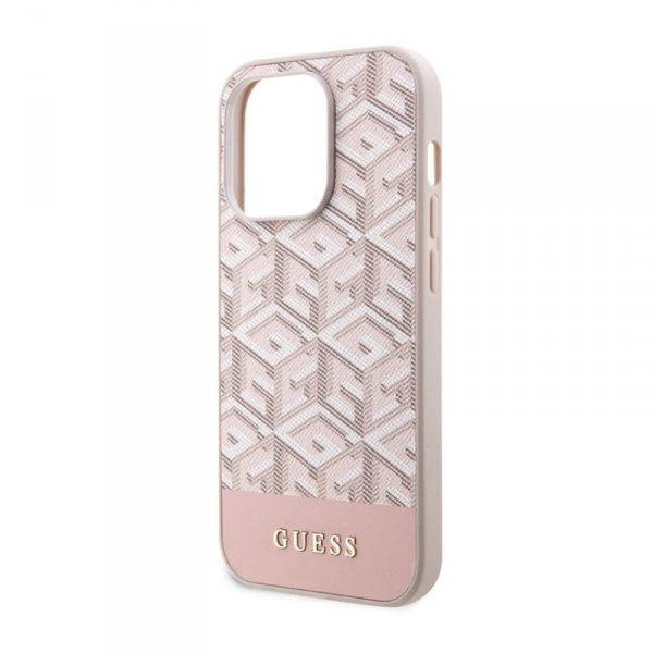 Guess GCube Stripes MagSafe - Etui iPhone 14 Pro (Różowy)