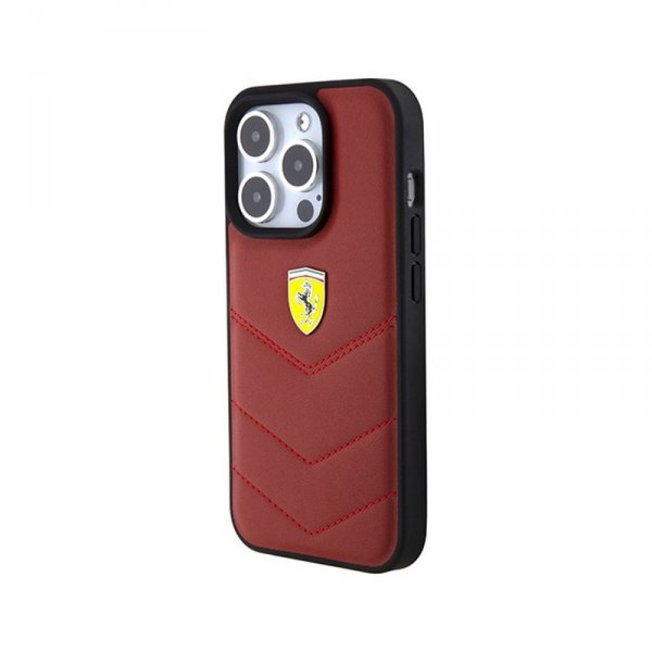 Ferrari Quilted Metal Logo - Etui iPhone 15 Pro (czerwony)