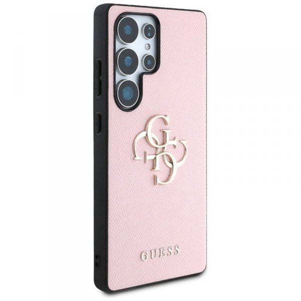 Guess Grained Big 4G Logo Small Classic Logo - Etui do Samsung Galaxy S25 Ultra (różowy)