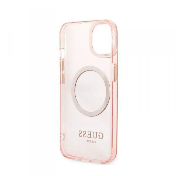 Guess Gold Outline Translucent MagSafe - Etui iPhone 13 (różowy)
