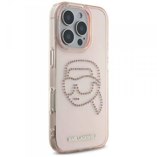 Karl Lagerfeld IML Rhinestones Karl Head - Etui do iPhone 16 Pro (różowy)
