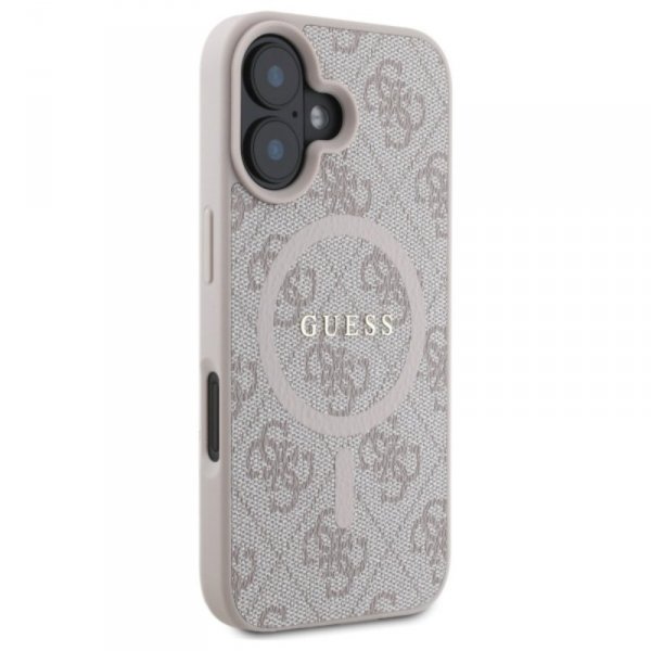 Guess 4G Ring Classic Logo MagSafe - Etui iPhone 16 (różowy)