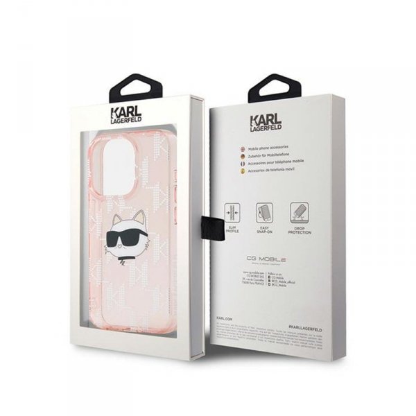 Karl Lagerfeld IML Choupette Head & Monogram - Etui iPhone 15 Pro Max (różowy)
