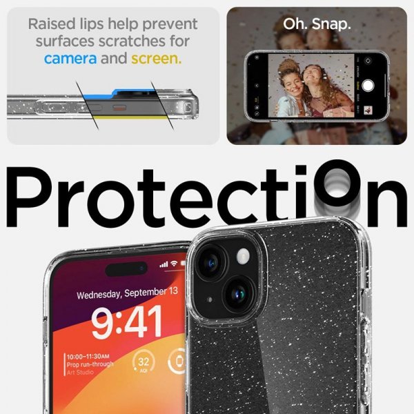 Spigen Liquid Crystal Glitter - Etui do iPhone 15 (Przezroczysty)