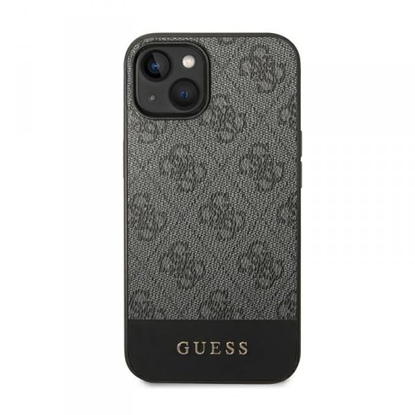 Guess 4G Bottom Stripe Metal Logo Collection - Etui iPhone 14 Plus (szary)