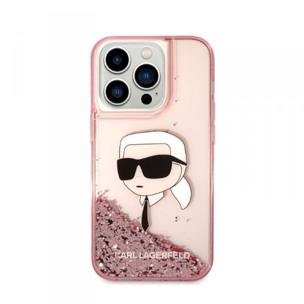 Karl Lagerfeld Liquid Glitter NFT Karl&#039;s Head - Etui iPhone 14 Pro Max (różowy)
