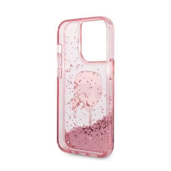 Karl Lagerfeld Liquid Glitter NFT Karl&#039;s Head - Etui iPhone 14 Pro Max (różowy)