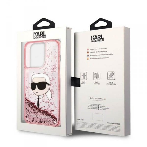 Karl Lagerfeld Liquid Glitter NFT Karl&#039;s Head - Etui iPhone 14 Pro Max (różowy)