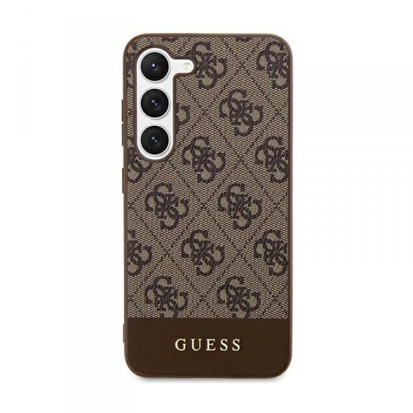Guess 4G Bottom Stripe Metal Logo Collection - Etui Samsung Galaxy S24+ (brązowy)