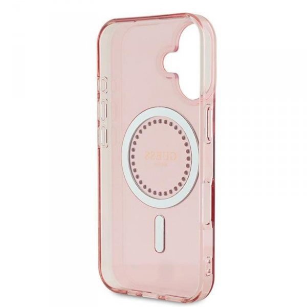 Guess IML Rhinestones MagSafe - Etui iPhone 16 (różowy)