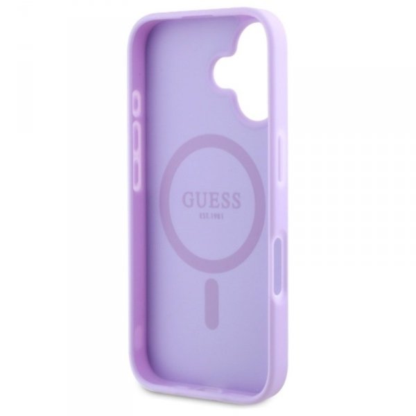 Guess Saffiano Peony Classic Logo MagSafe - Etui iPhone 16 (fioletowy)