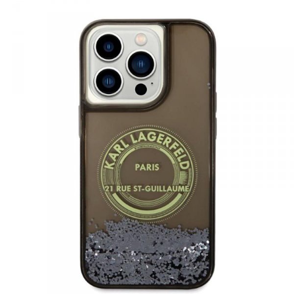 Karl Lagerfeld Liquid Glitter Round RSG Logo Case - Etui iPhone 14 Pro (czarny)