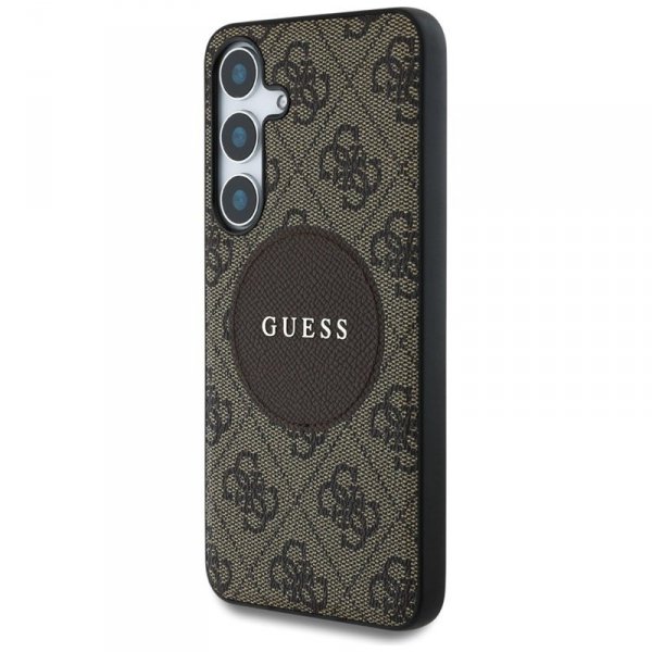 Guess 4G Round Patch Classic Logo MagSafe - Etui do Samsung Galaxy S25+ (brązowy)