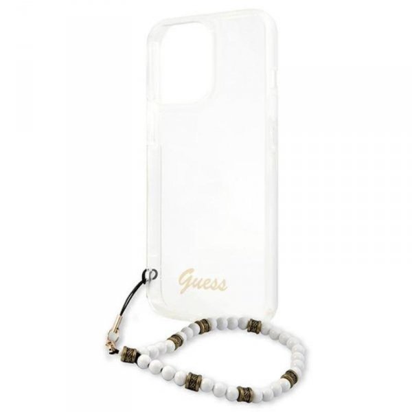 Guess White Pearl Strap - Etui iPhone 13 Pro (przezroczysty)