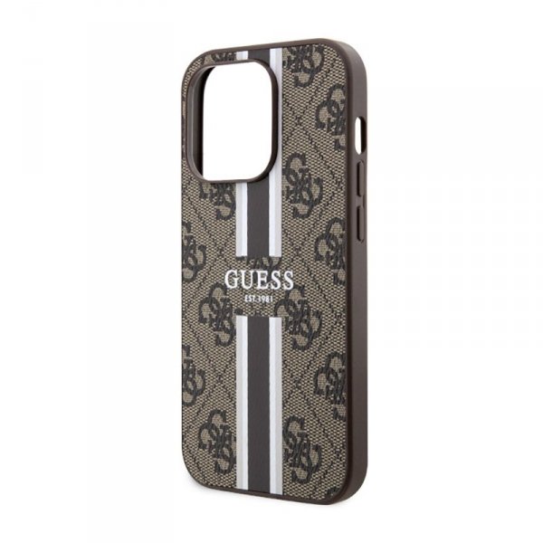 Guess 4G Printed Stripes MagSafe - Etui iPhone 14 Pro Max (Brązowy)