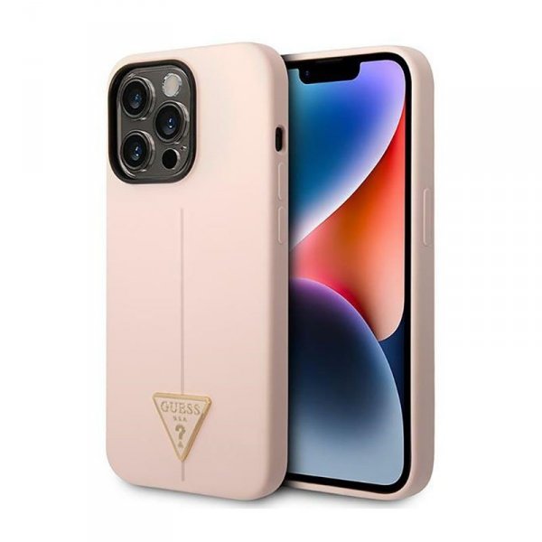 Guess Silicone Triangle Logo - Etui iPhone 14 Pro Max (różowy)