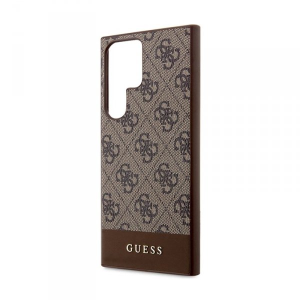 Guess 4G Bottom Stripe Metal Logo Collection - Etui Samsung Galaxy S24 Ultra (brązowy)