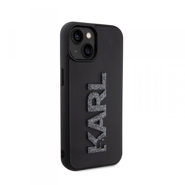 Karl Lagerfeld 3D Rubber Glitter Logo - Etui iPhone 15 (czarny)