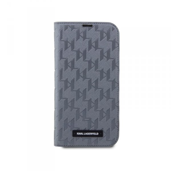 Karl Lagerfeld Booktype Saffiano Monogram - Etui iPhone 14 (Srebrny)