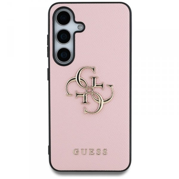 Guess Grained Big 4G Logo Small Classic Logo - Etui do Samsung Galaxy S25 (różowy)