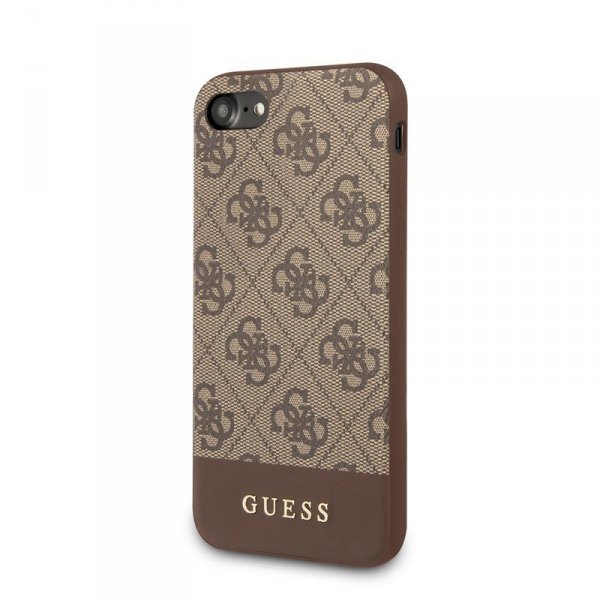 Guess 4G Bottom Stripe Collection - Etui iPhone SE 2020 / 8 / 7 (brązowy)