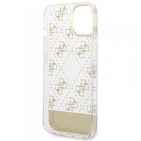 Guess 4G Stripe Script Logo Electroplated Pattern – Etui iPhone 14 Plus (złoty)