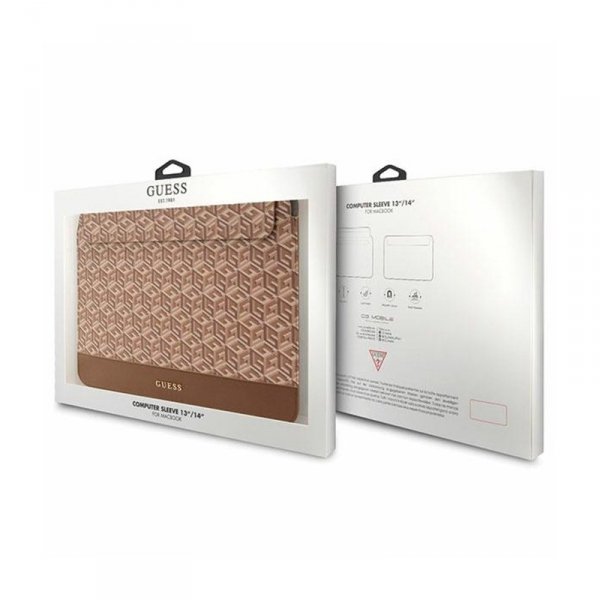 Guess GCube Stripes Computer Sleeve - Etui na notebooka 14&quot; (Brązowy)