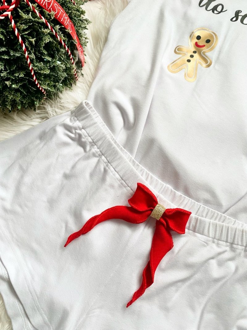 Piżamka świąteczna komplet spodenki + koszulka nadruk do schrupania, ciastek świąteczny K-06