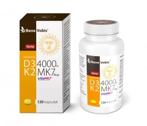 Bene Vobis - Witamina D3 FORTE 4000IU + K2 MK7 (vitaMK7®) 100mcg - 120 kaps. 