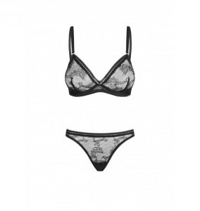 Petitenoir Set out of plunge underwired bra and thong XL