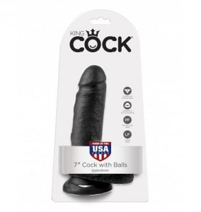 King Cock 7 Cock with Balls Black