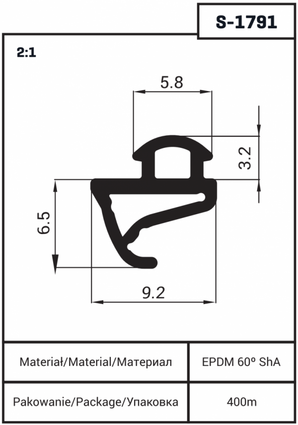 Uszczelka S1791 do okien PCV Veka Oknoplast Szara